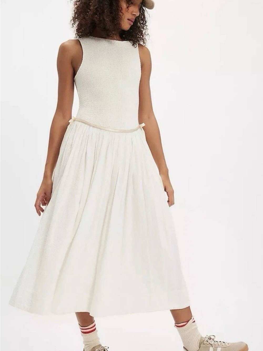 Free People ivory Sleeveless Nightingale Midi Dress NWOT